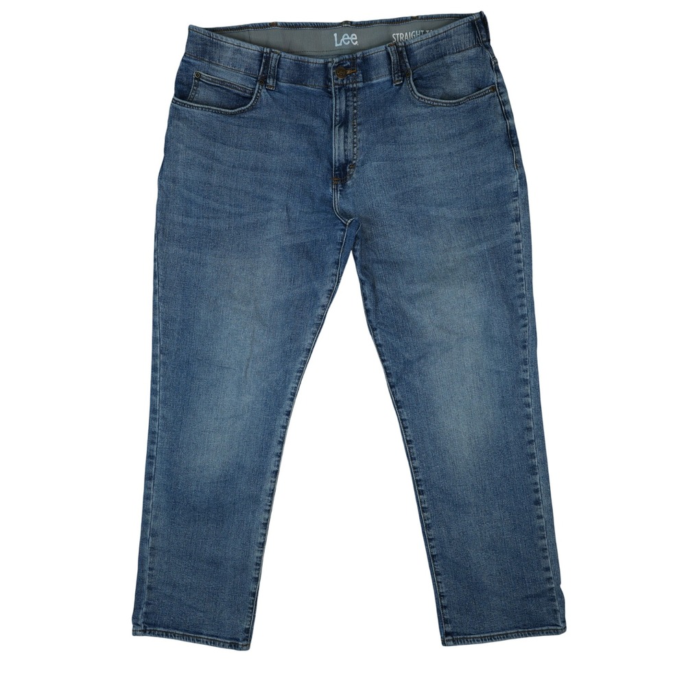 Lee Jeans Men 38x30 Blue Straight Taper Stretch Comfort Waistband Extreme Motion
